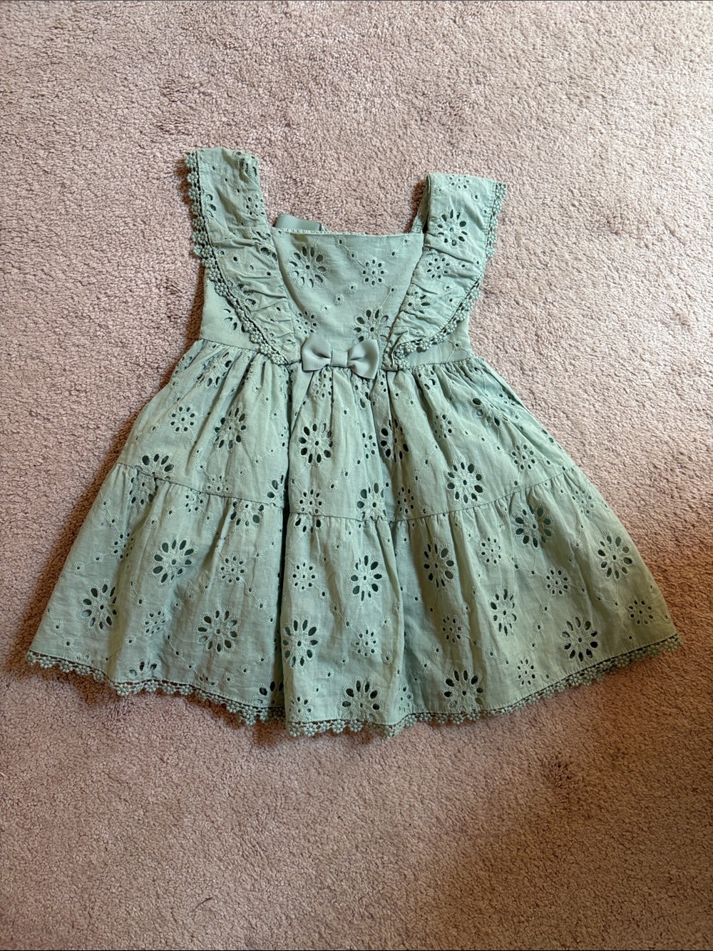 Blueberi Boulevard Mint Green Eyelet Bow Dress